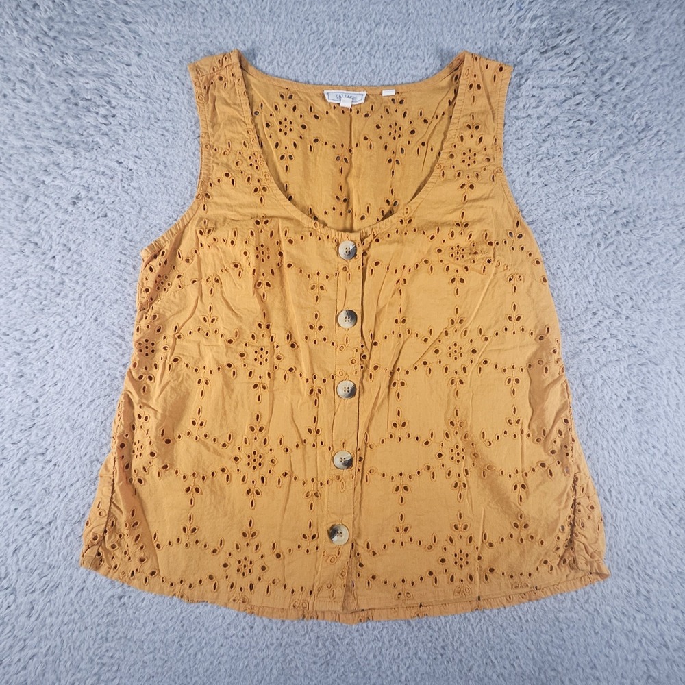 Fat Face Eyelet Tank Top Womens 4 Orange Embroidered Capsule Preppy Boho Peasant